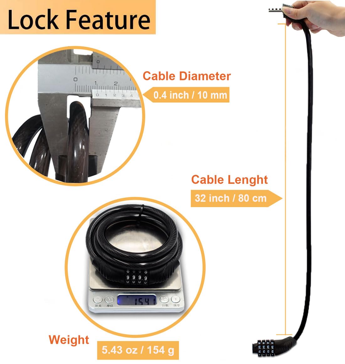 Combination Bike Cable Lock